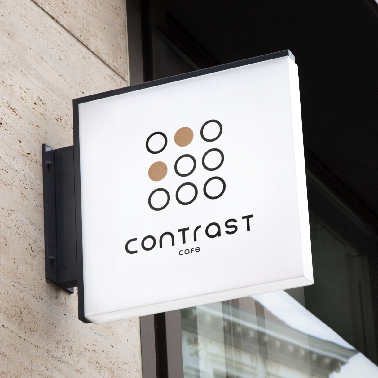 contrast logo als Shopsign von reuning design, logoicon zeigt ein Grid aus Kreisen