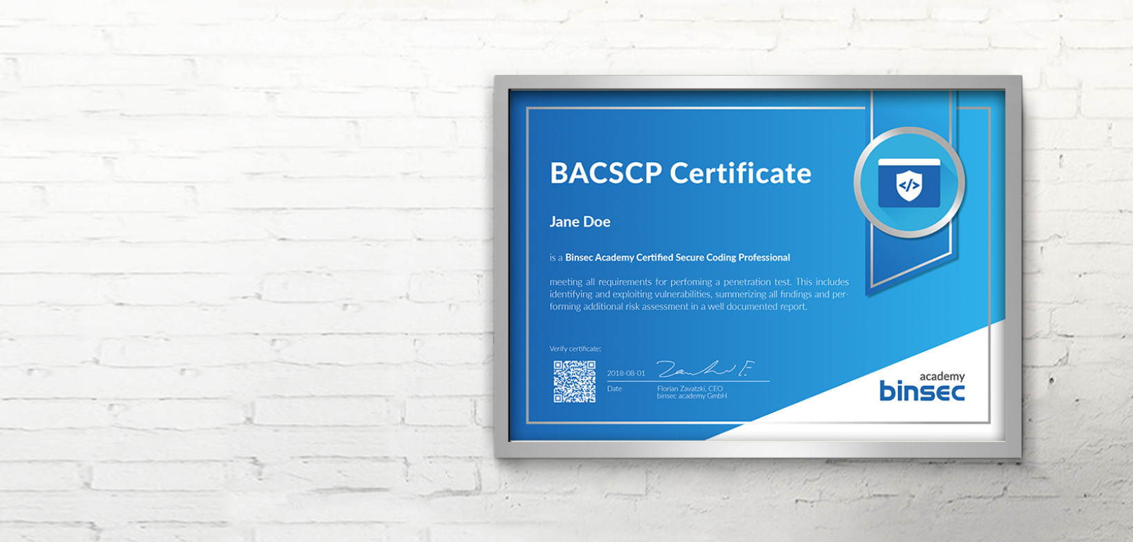 Zertifikatdesign für IT-Unternehmen, Pentestzertifikat